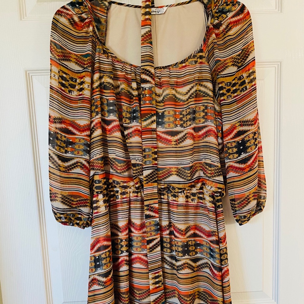 Aztec brown and orange dress